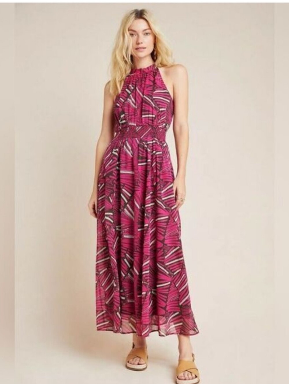 Maeve Sleeveless Pink Patterned Maxi Jumpsuit